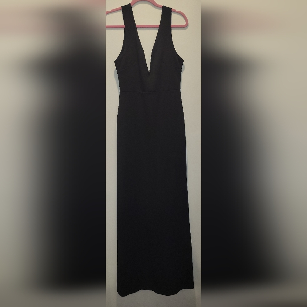 Missguided Plunging V-neck Long Black Dress
